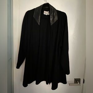 Trace Canada Wool Cardigan Coat with Genuine Leather Collar Size L also fits XL)